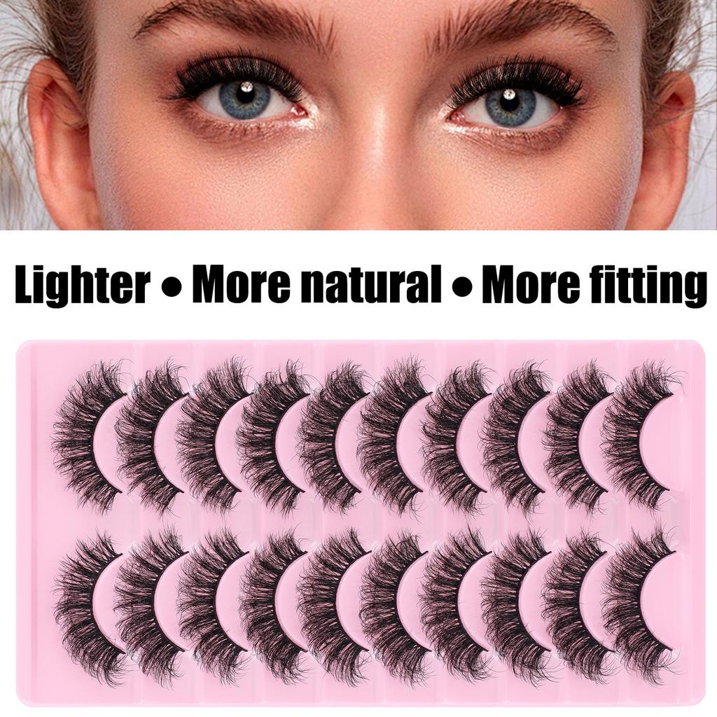 10 Pairs Of Thick False Eyelashes Simulation Style Daily Makeup Wearing Eyelashes