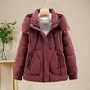 Jaqueta de Inverno Plus Size Feminina Quente Acolchoada de Algodão com Capuz Top Curto Roupa Exterior Solta