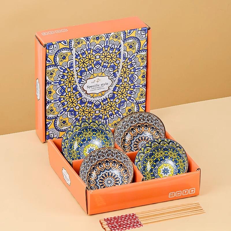 Elegant Ceramic Rice Bowl & Chopstick Set