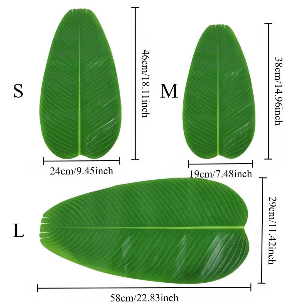 Artificial Banana Leaves Table Decoration Waterproof Palm Tree Leaves Faux Lotus Leaf Hawaiian Party Home Table Runner Place Mat