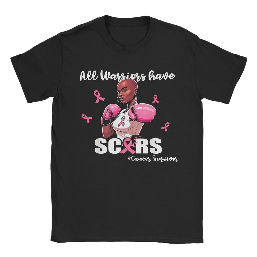 Women Black African American Fight Breast Cancer Pink Ribbon T-Shirt Men Cotton T Shirts Short Sleeve Tee Shirt Summer Clothing
