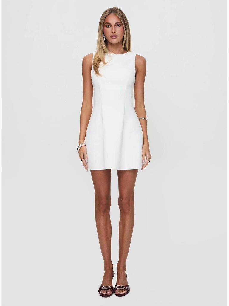 2026 Summer Women's Sleeveless Bodycon Mini Dress - Sexy Solid Color, European & American Style, Round Neck, Figure-Hugging Design