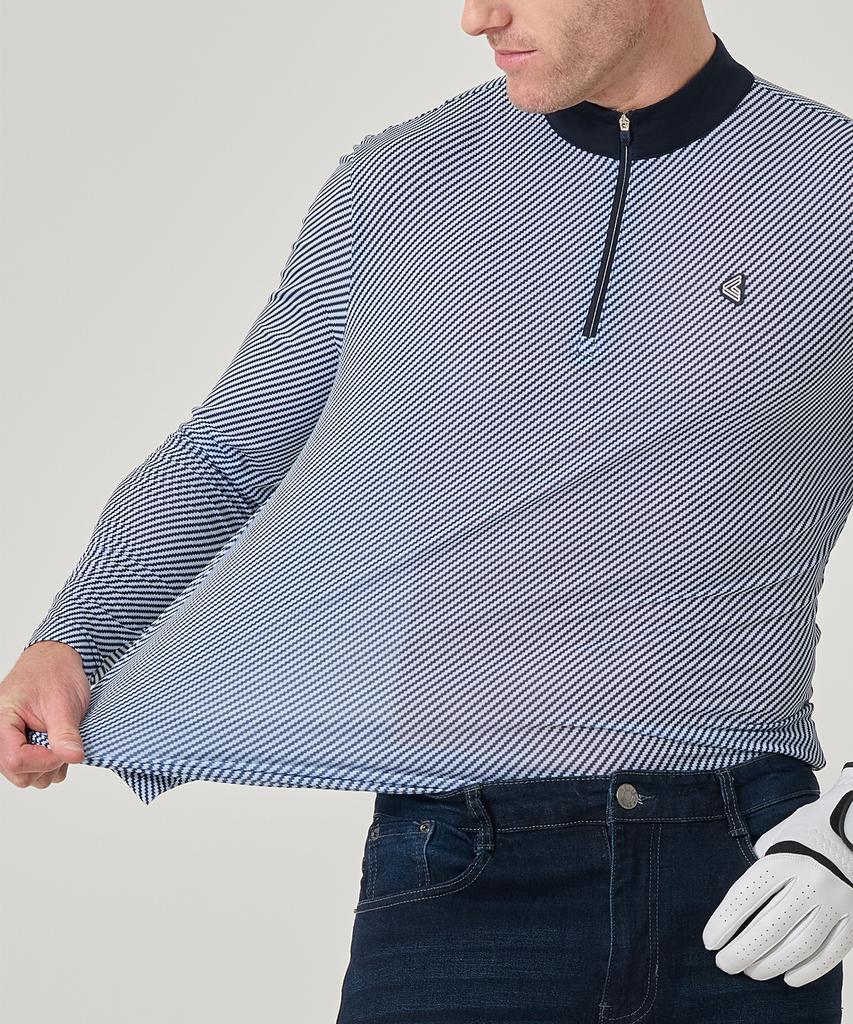 BILTMORE Men'S Golf Two-Tone Print Zip-Up Long Sleeve T-Shirt