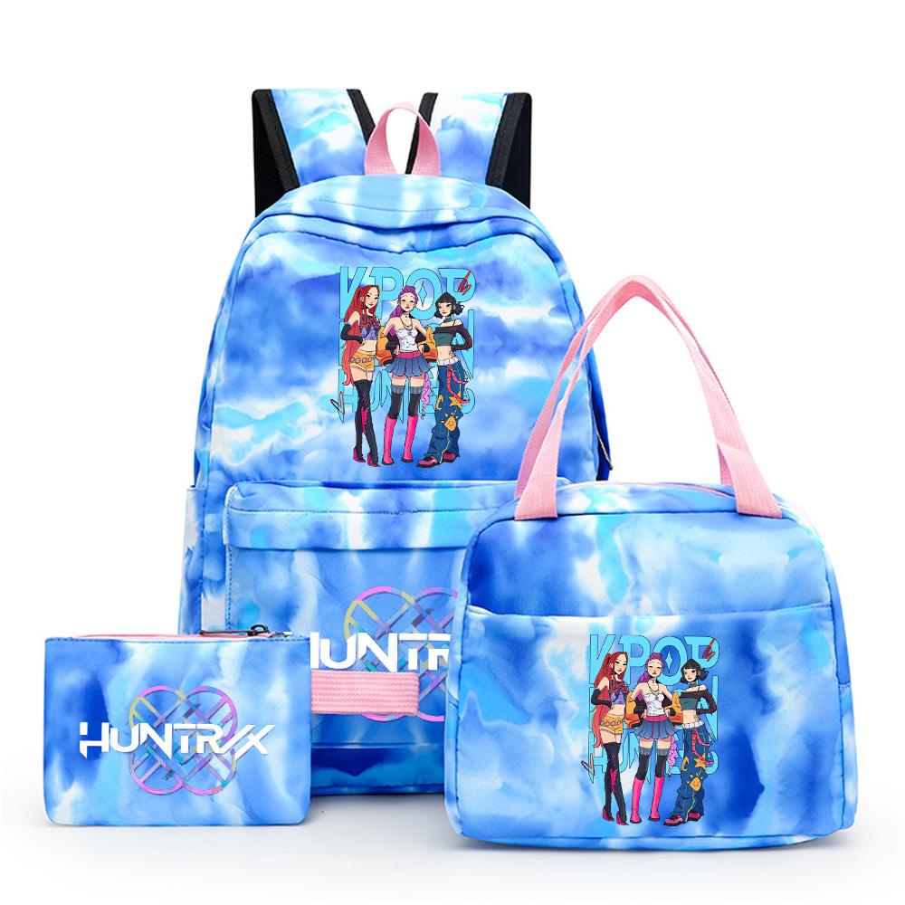 

3Pcs/set Cartoon Anime Kpop Printed Backpack with Lunch Bag Pengcil Case Large Capacity Travel Bag for Teenager Girl Boy Bookbag Kid Gift Rucksak