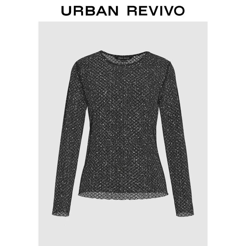 UR Women s Stylish Cutout Sequin Long Sleeve T-Shirt XL