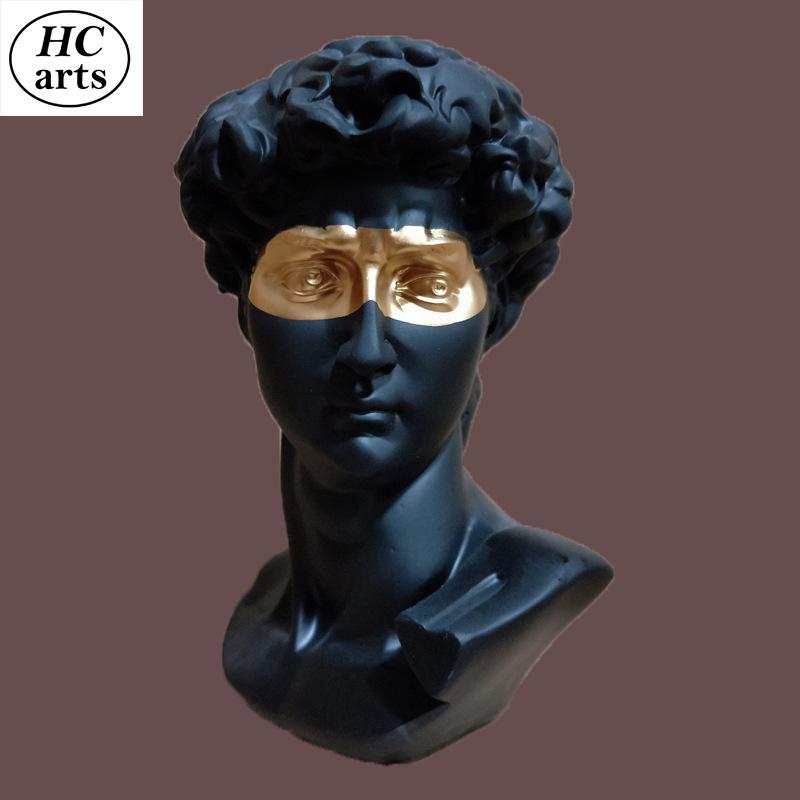 28cm Blindfolded David Resin Art Head, Plaster-Style European Desktop Sculpture Ornament