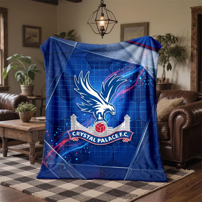Couverture Flottante en Flanelle Imprimée Football Crystal Palace Douce et Chaude Couverture Jetée pour Canapé Lit Bureau Maison Chambre à Coucher