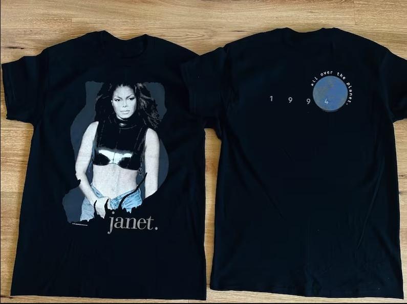 VTG 90s Janet Jackson All Over The Planet 1994 T-shirt size S-5XL S