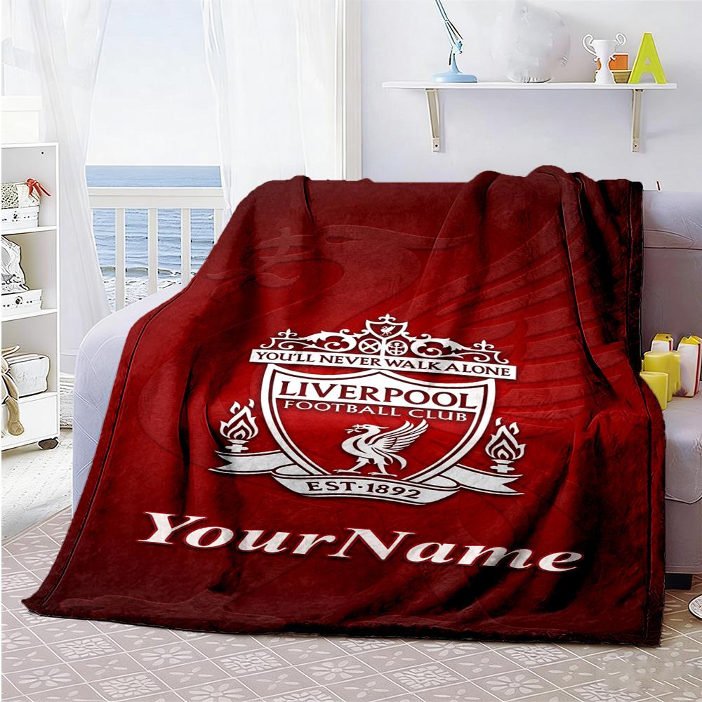 Liverpool Customize Text Blanket Gift Personalized Blanket Soft Warm Cozy Throw For Bedding Office Chair Home Decor Picnics All-Season Use