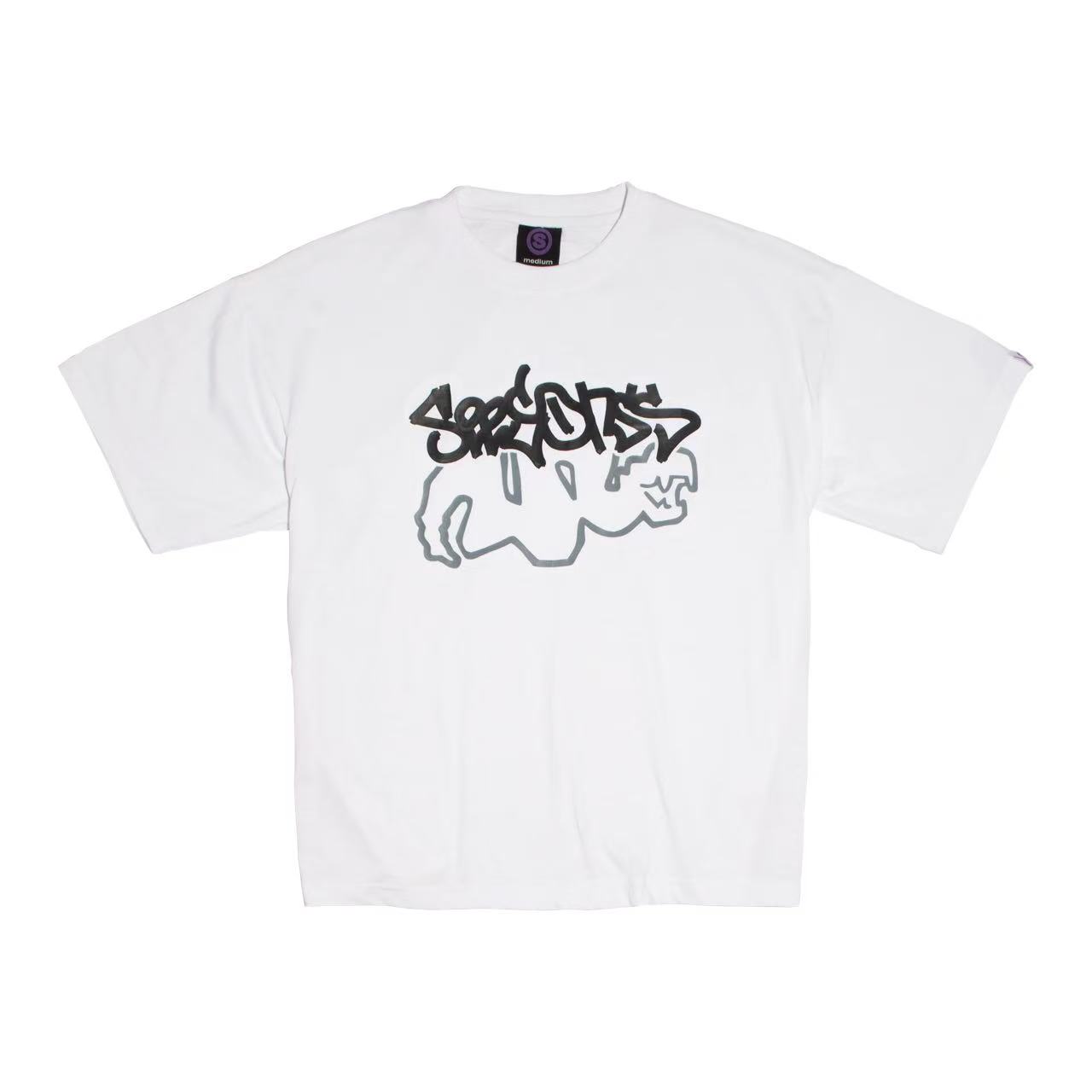 

High street fashion pattern print casual short-sleeved retro Harajuku hip-hop men loose shirt Gothic trend round-neck T-shirt 4XL