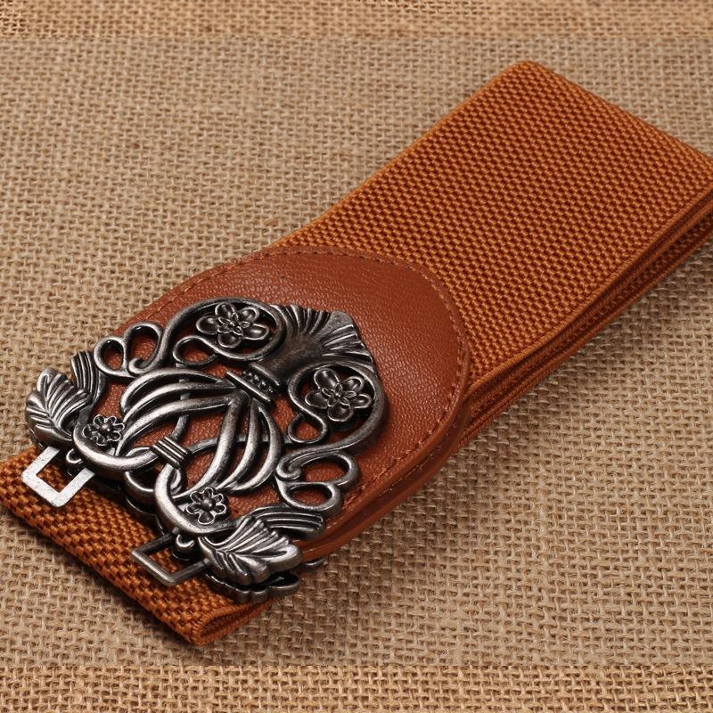Palace Vintage Metal Carved Wide Belt New Fashion Accessories Alloy Flower Vintage Leather Belt Belt Straps for Women