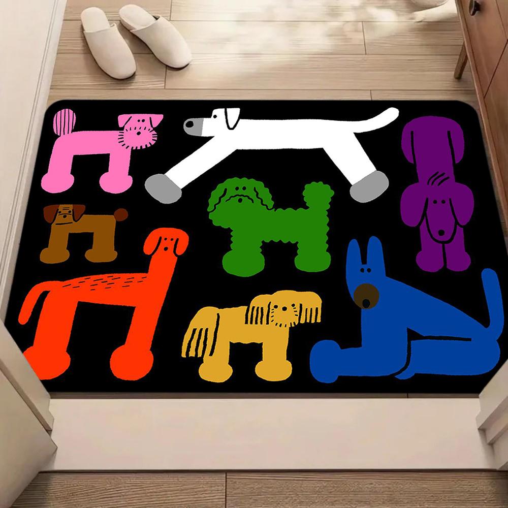 Cute Cartoon Pattern Carpet Mat Rug Non-Slip Area Rug Home Decoration for Entryway Living Room Bedroom Decor Welcome Mat