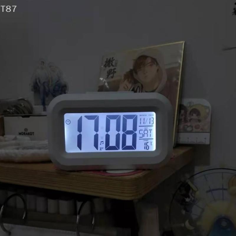 Essential Electronic Alarm, LED Digital Clock, Night Glow, Calendar & Temperature Display, Perfect for Home and Office