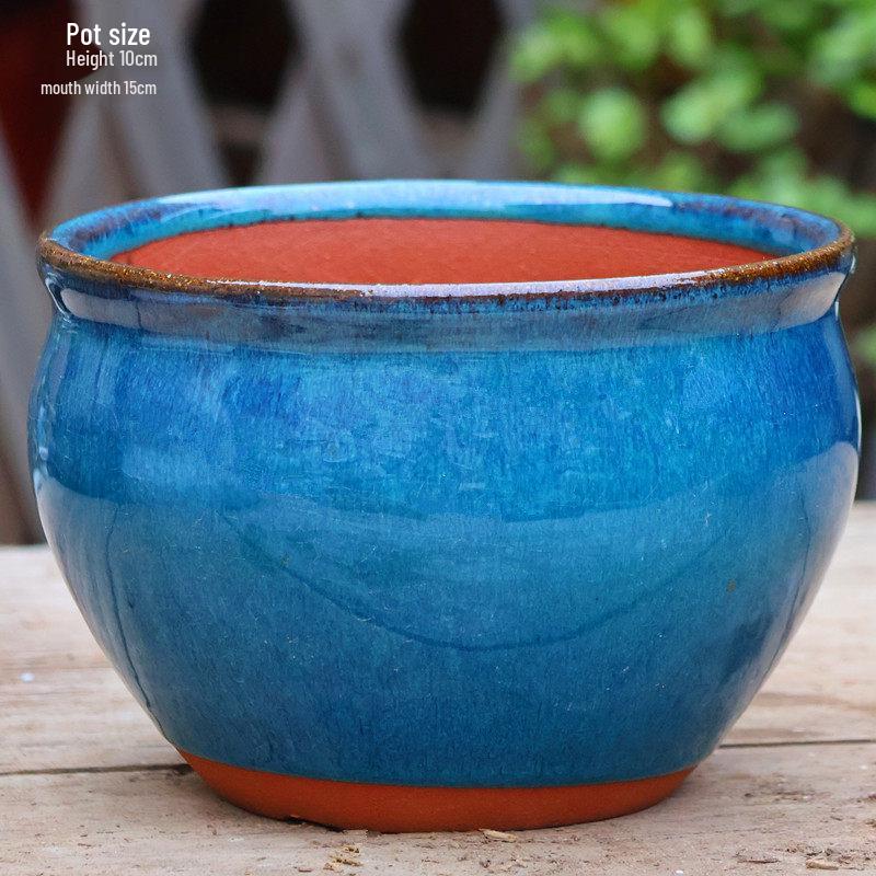Handmade Large Coarse Pottery Succulent Flower Pot – Round Purple Sand Ceramic Planter