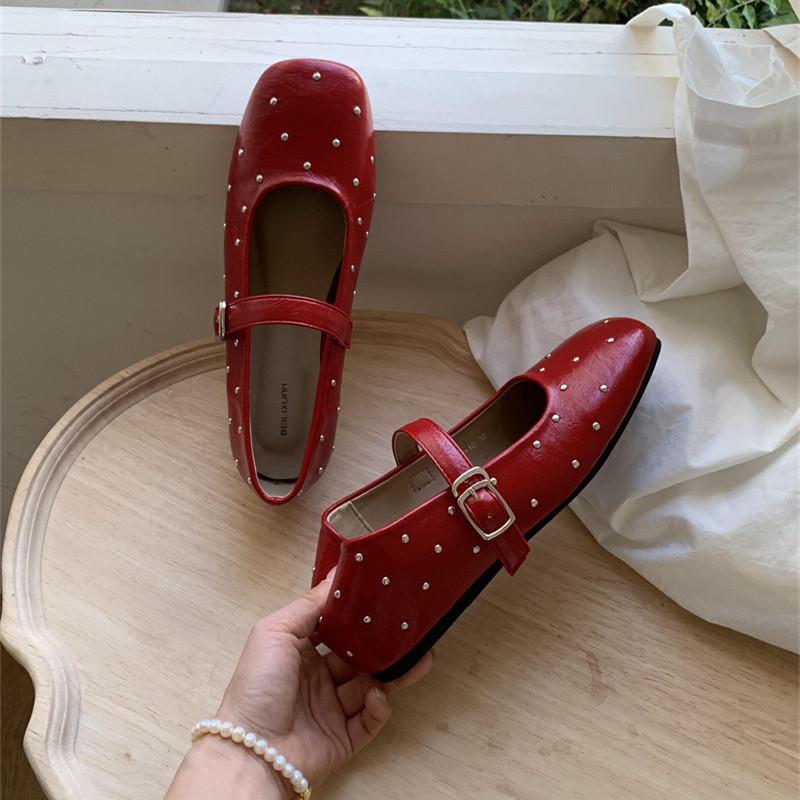 Fashion IPPEUM Women Mary Janes 2025 New Summer Ballerinas Shoes Mujer Buckle Straps Ballet Flats