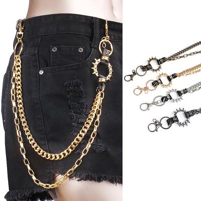 Punk Waist Chains, Spiked Hip Hop Trouser Chains, Retro Metal Belts For Pants, Handbag & Apparel Decoration, Rock Style