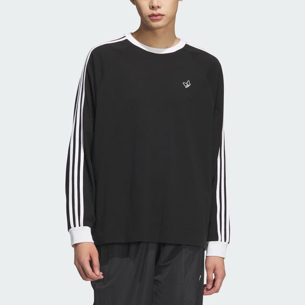 Adidas Originals Sym 3S Tee Ls Løs Passform Rund Hals Sport Langermet T-skjorte Herre Topper Svart Hvit JY3458