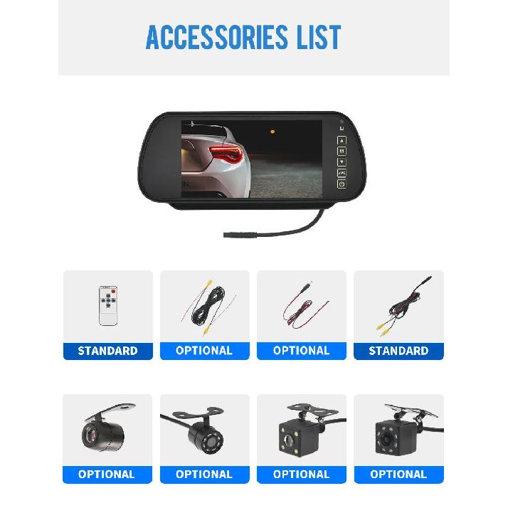KTYDKP 7 Inch Car Rear View Camera with Mirror Monitor for Vehicle Parking Rervesing Camera with 7" TFT LCD HD Screen Universal