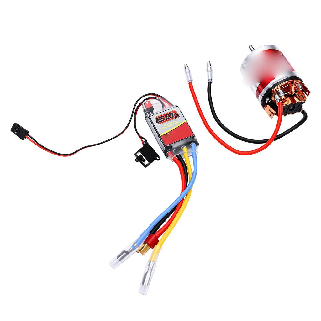 RC Brushed Motor ESC Combo Set 540 12T Brushed Motor and 60A ESC with 2A BEC T Plug for RC Car Boat Upgrade
