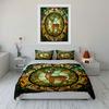 Deer Stained Glass Window Decor Soft Comfortable Duvet Cover Bedding Set Included 1*Duvet Cover & 2*Pillowcases, Gift