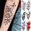 1 Hoja Hermosas Flores de Peonía y Rosa Tatuajes Temporales Para Mujeres Impermeable Realista Mariposa Pegatina de Tatuaje Falso Larga Duración