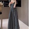 Korean Style Puff Sleeve Polka Dot A-Line Slit Dress - Summer 2026 Collection