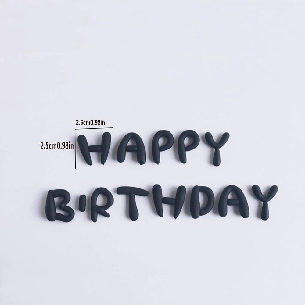Black Happy Birthday Cake Topper Colorful Letters Insert For Cupcake Dessert Decoration Kids Birthday Party Decor Baking Tools