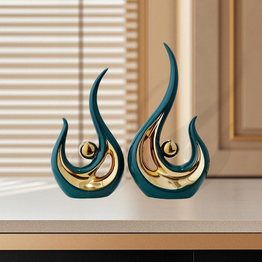 2 Pieces Abstract Art Statue Artwork Fine Workmanship Home Decoration Resin Figurine Modern