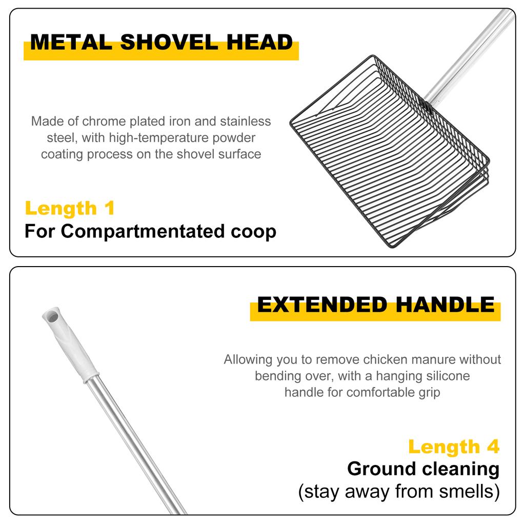 Adjustable Chicken Poop Scooper with Handle Chicken Litter Scooper for Cleaning Shovel for Chicken Coop and Livestock Farm