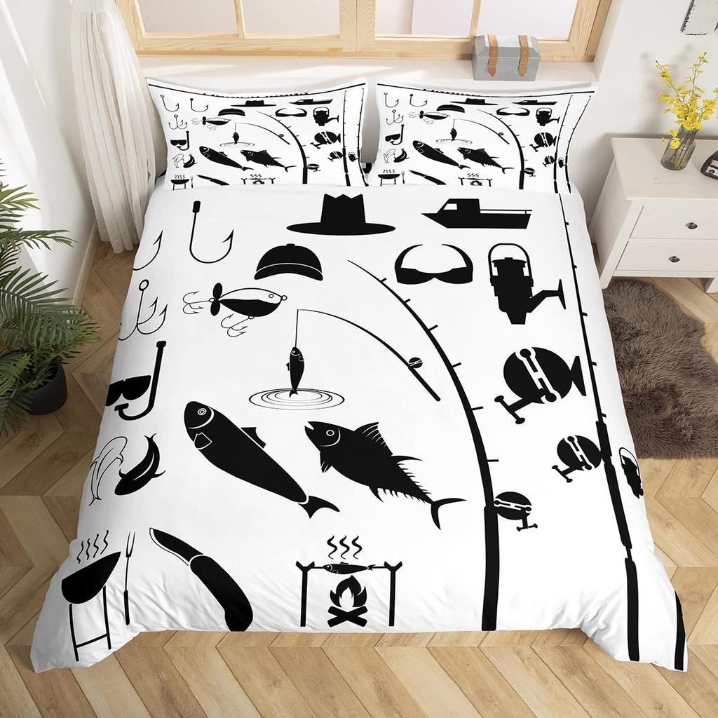 Camping Adventure King Queen Duvet Cover Equipment Hatchet Log Bedding Set Campfire Shovel Quilt Cover Polyester Comforter Cover