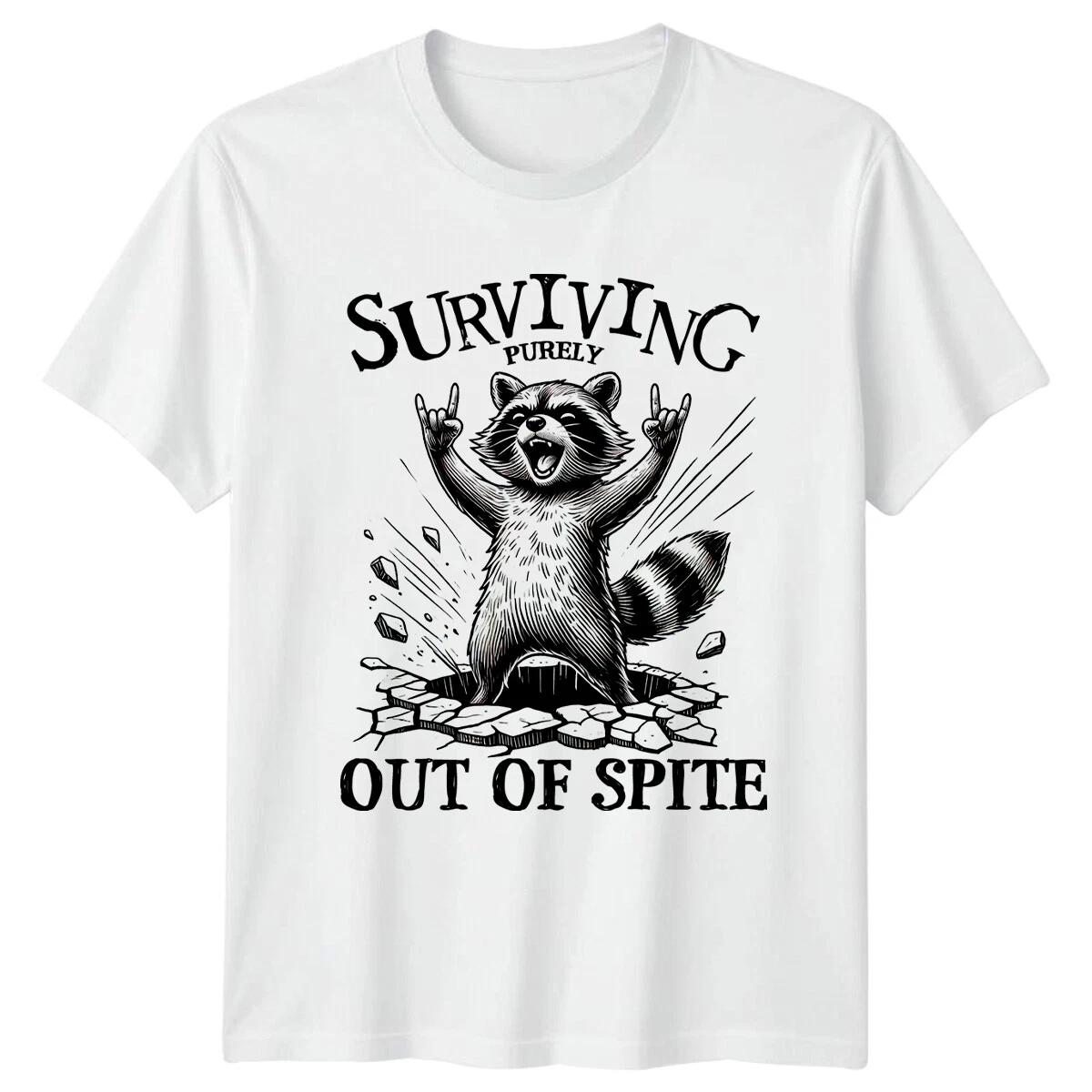 Surviving Purely Out Of Spite Raccoon Animals Mens T-Shirt Womens Tee Graphic XXXL