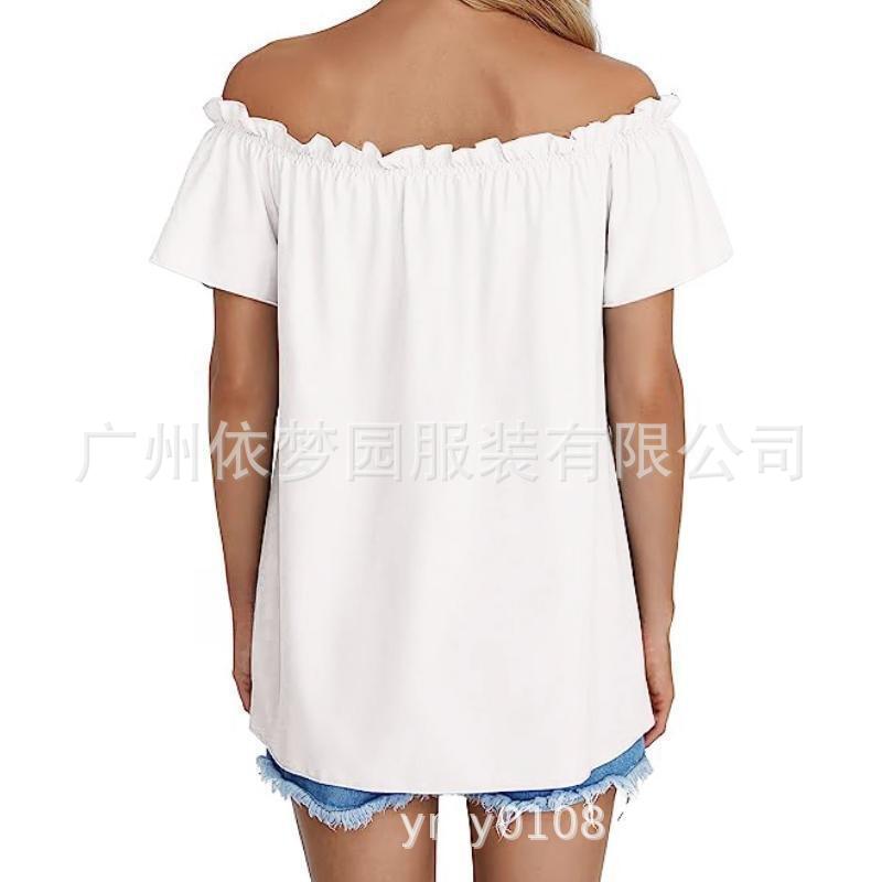 Women S Off Shoulder Ruffle Short Sleeve Blouse
