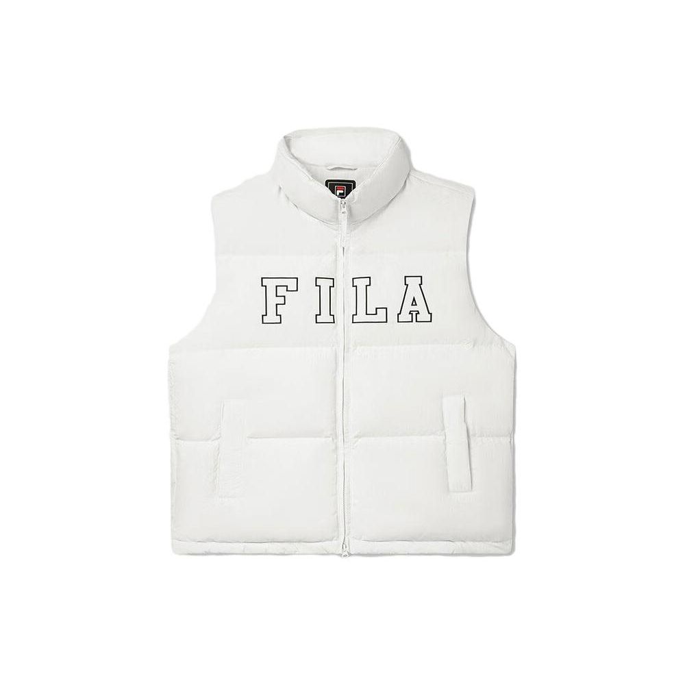 

FILA Letter Logo Print Lined Loose Down Vest Unisex vest Milk-White F51U349903F-IV 3XL