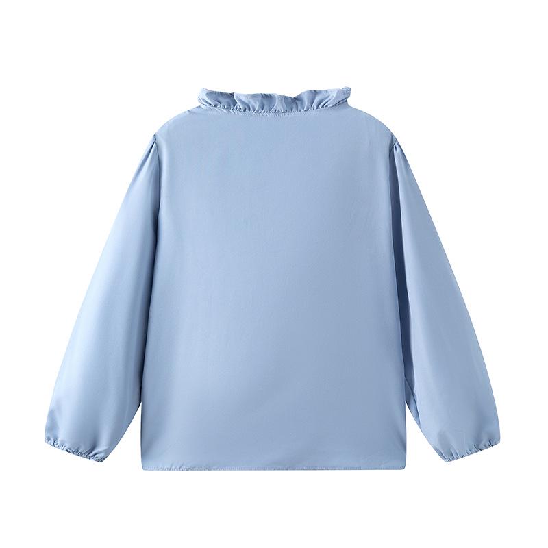 Women's Ruffle V-Neck Long-Sleeve Retro Slimming Top