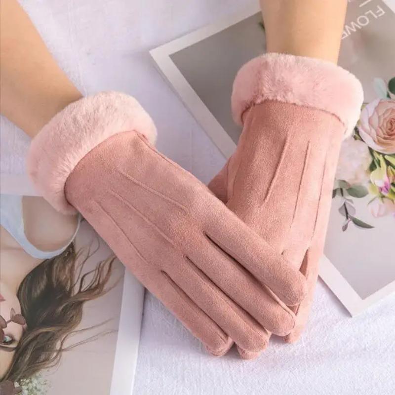 Women New Winter Thick Plush Gloves Fashion Warm Suede Outdoor Lady Touchscreen Driving Gloves Sports Cycling Mittens