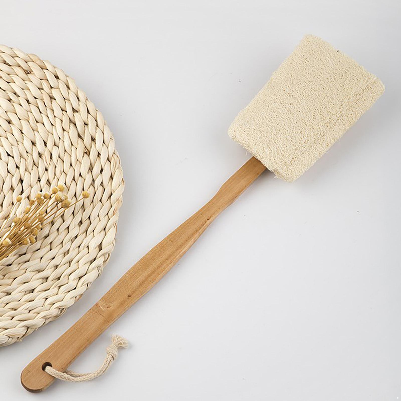 

Long Handle Loofah Brush for Shower – Wooden Back Scrubber & Massage Tool for Men, Women, Deep Cleaning Bathing One Size