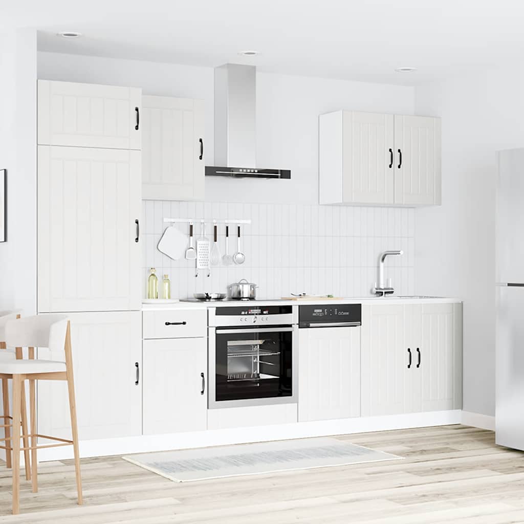 7 Piece Kitchen Cabinet Set Lucca White Wood Based Material