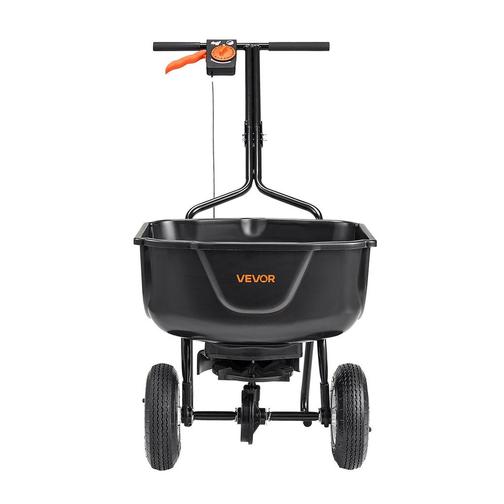 Walk Behind Spreader, 60LBS Capacity, Push Spreader with Hopper Grate, 0-9.8 Ft Spreading Width, 8 In All Terrain Pneumatic Tires, Garden & Lawn