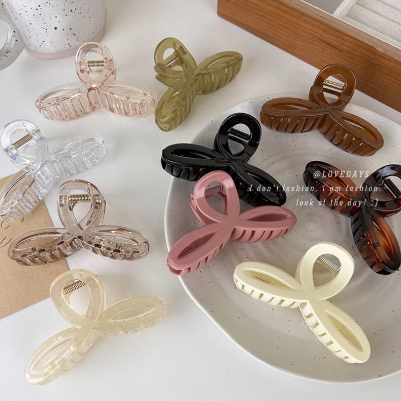 UXSL New Bow Sweet Acrylic Hair Claw Shark Clips Jelly Color Grab Clip Womens Girls Elegant Hairpins Fashion Versatile Headdress