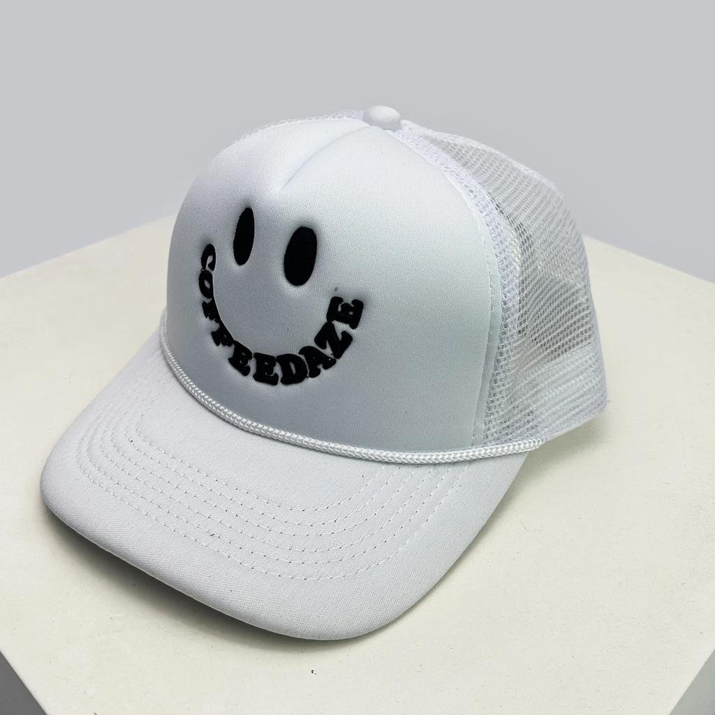New Unisex Smiling Face Letter Embroidery Baseball Hats Sunshade American Style Breathable Hip Hop Trucker Caps Versatile Mesh