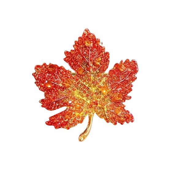 Brooch Imitation Pearls Inlaid Three Dimensional Flower Maple Design Pin Sweaters Coats красный