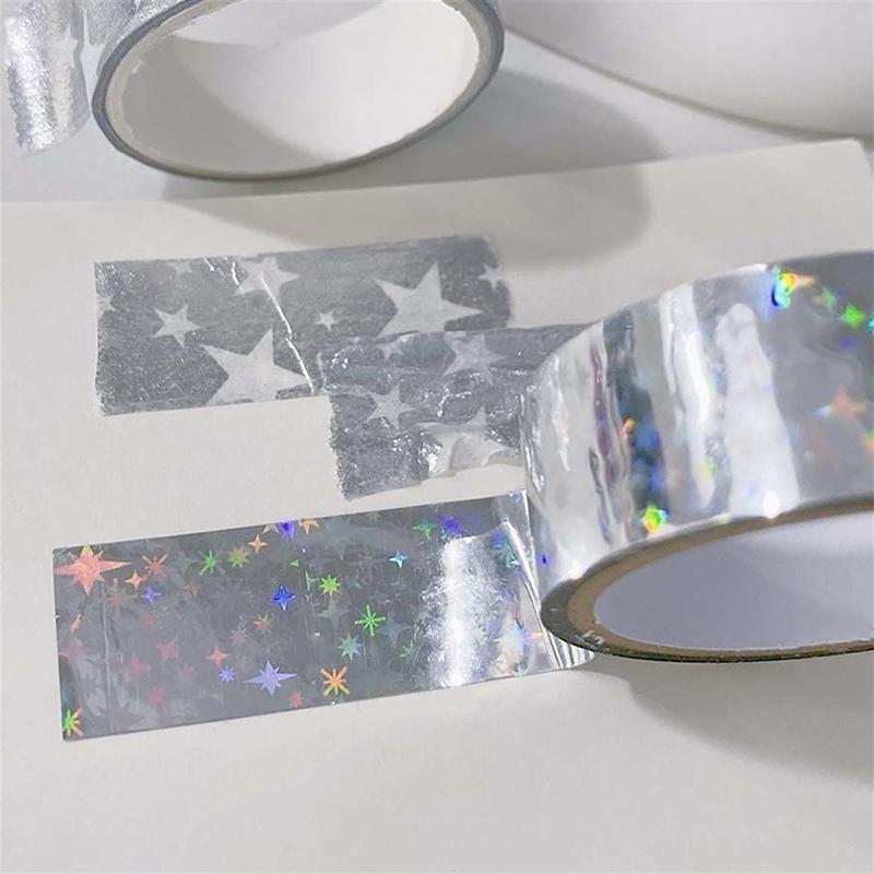 Star Washi Tape Index Decorative Packaging Material Sealing Stickers Colorful Laser Masking Tape Decorative Adhesive Tape