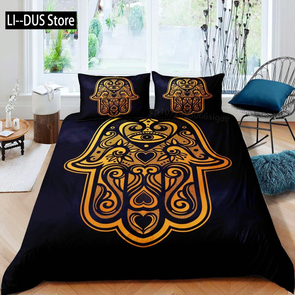 Indian Hand Hamsa Duvet Cover Polyester Galaxy Bedding Set Boho Chic Style Comforter Cover For Teen Adult Double Queen King Size
