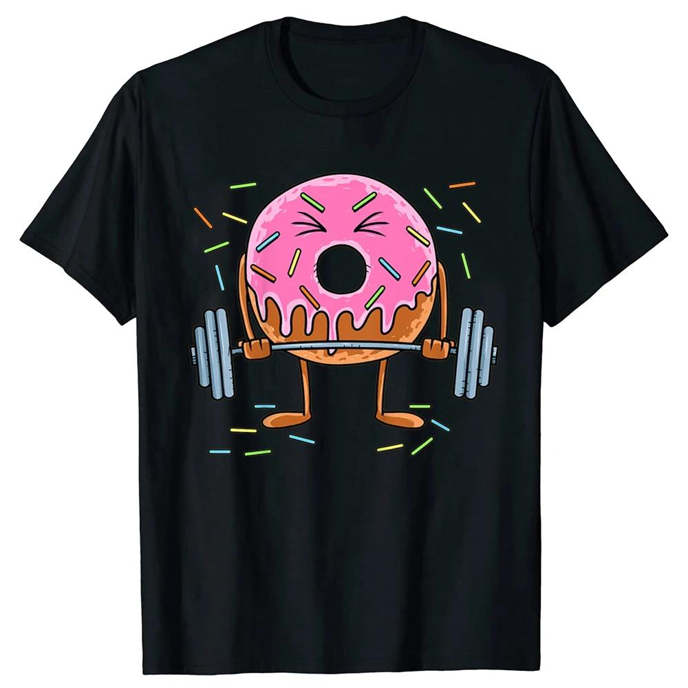 Donuts and Deadlifts Funny Doughnut Workout Tee Shirt Summer Cool Tshirt Men Short Sleeve Tshirt Powerlifter Tee T Shirt