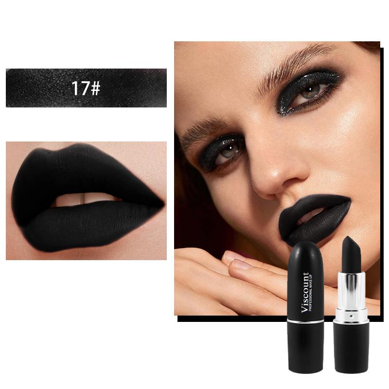 Halloween Lipstick Gothic Festival Black Matte Lipstick Long-Lasting Pigmented Creative Makeup 1