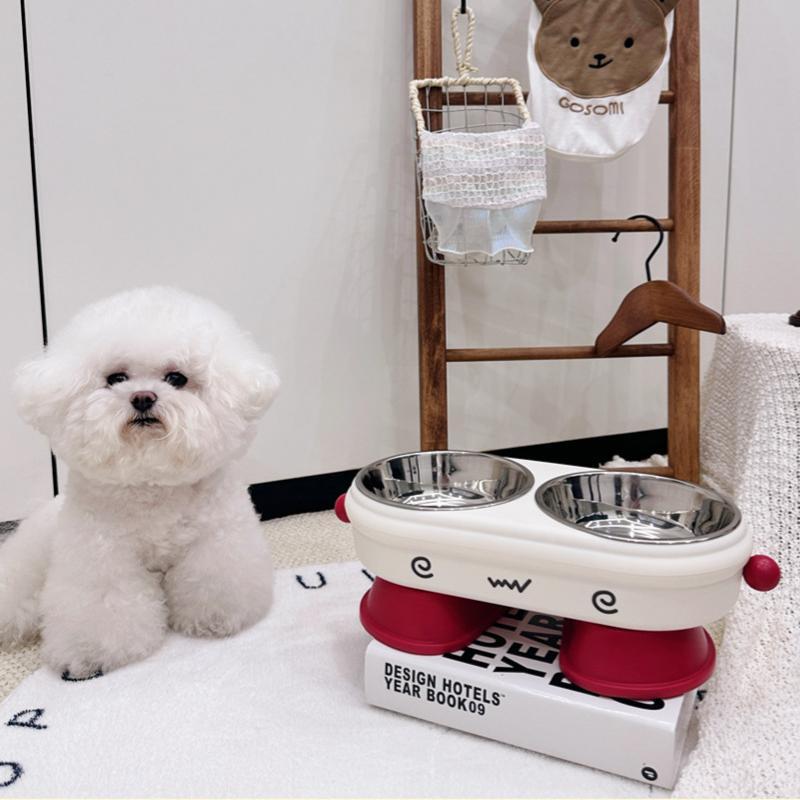 Haustier Hoher Fußnapf Nackenschutz Katze Hund Futter- und Wassernapf Hochbeinig Anti-Rutsch und Anti-Edelstahl Haustiernapf