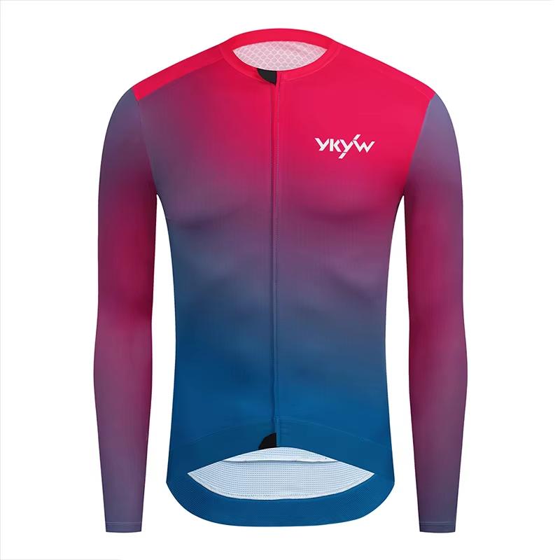 Men's Short Sleeve Cycling Jersey Summer Quick Drying Wear-resistant Breathable Gradient Bicycle Jersey Road Bike Shirts