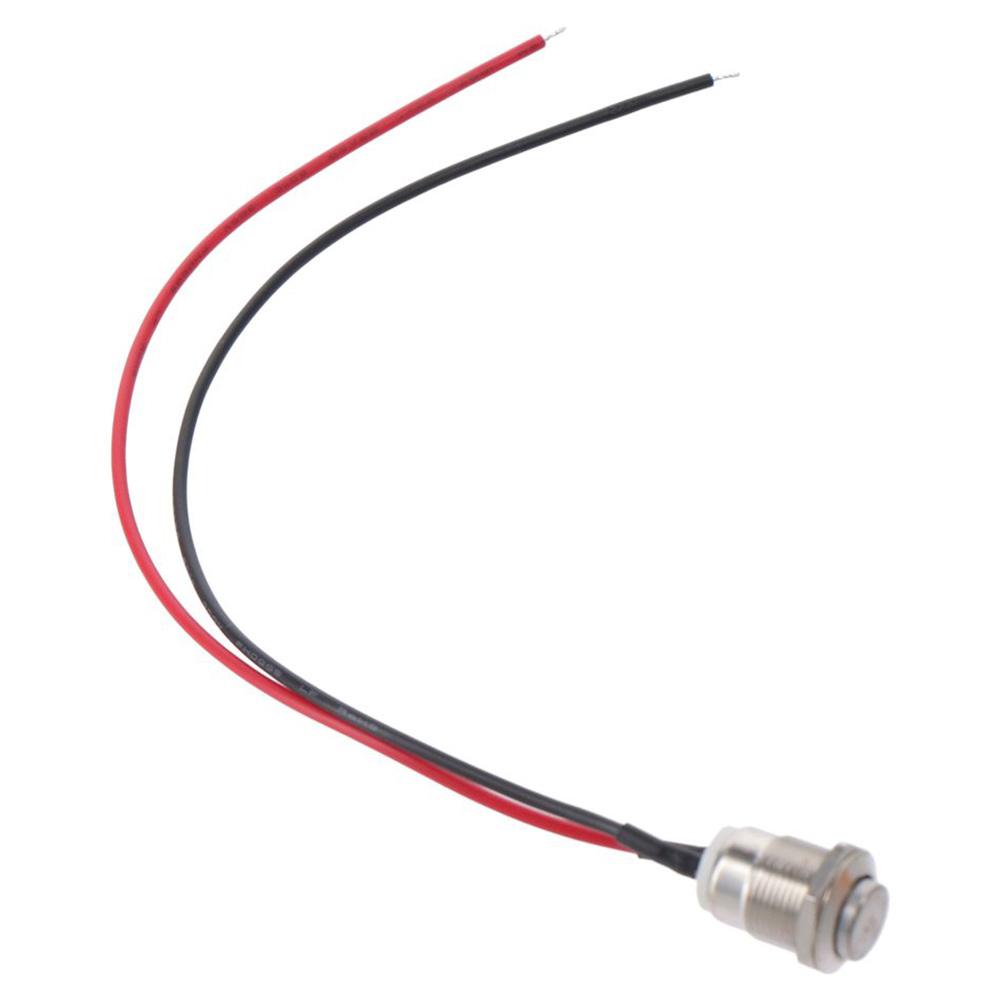 5pcs 12mm Momentary Push Button Switch Silver Shell with pre-Wiring, IP65 Waterproof Push Button Switch,Stainless Steel Normally