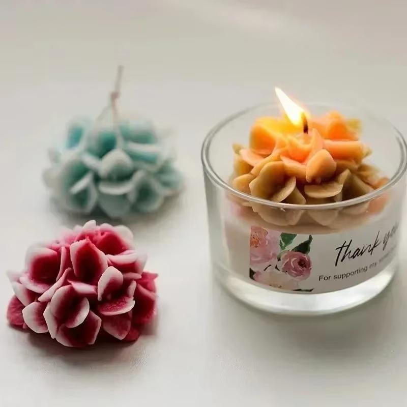 3D Hydrangea Silicone Mold Home Gypsum Decoration Aromatherapy Candle Hydrangea Mold Kitchen Baking Cake Decoration Flower Mold
