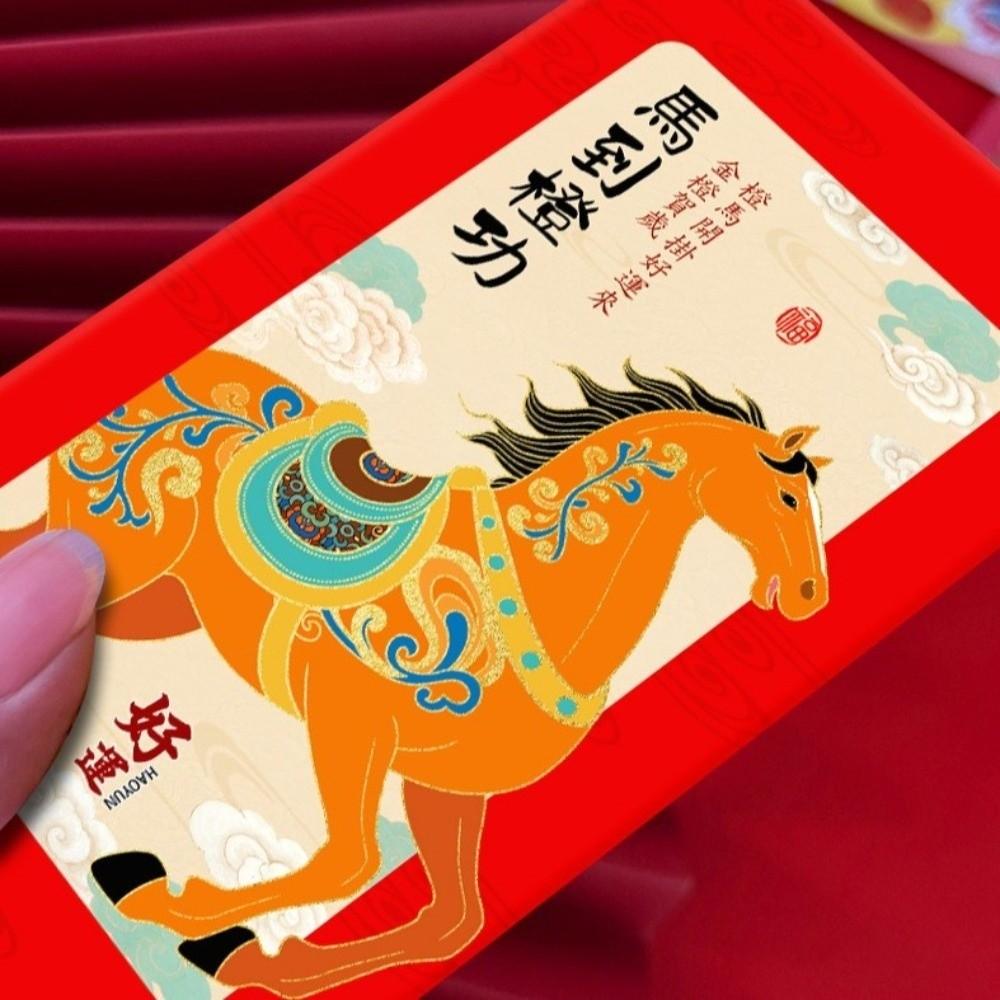 6pcs Chinese Style 2026 Horse Year Red Envelope Cartoon Paper Craft Lucky Red Pockets Blessing Mixed Pattern Money Envelopes